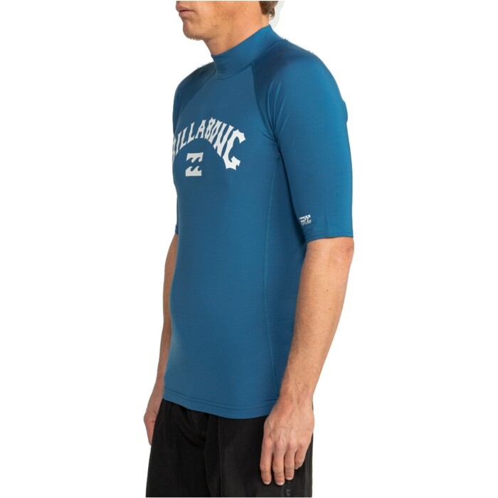 2024 Billabong Mens Logo Surf Short Sleeve Rash Vest EBYWR03010 - Dark Blue